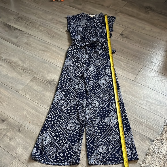 Blue and White Patterned Jumpsuit, Size Medium - Picture 8 of 15